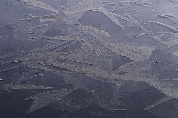 Crystal-like ice structures, frozen lake, Finland