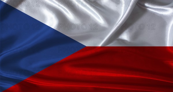 National flag of the Czech Republic with cloth texture. Czech flag with realistic texture background