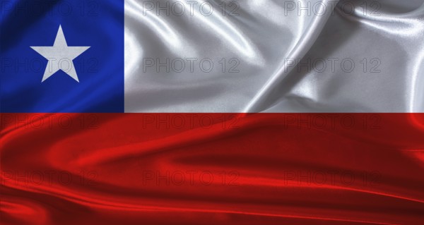 National flag of Chile with cloth texture. Chile flag with realistic texture background