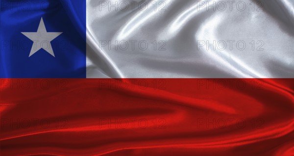 Chile flag with cloth textured background. National flag of Chile with realistic texture