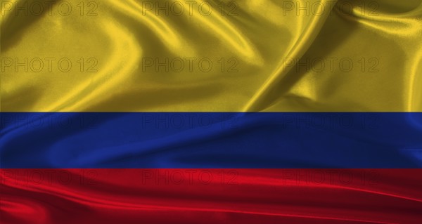 National flag of Colombia with cloth texture. Colombia flag with realistic texture background