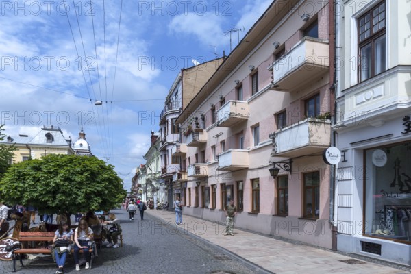 Pedestrian zone with houses from the 19th century, Czernowicz, Ukraine