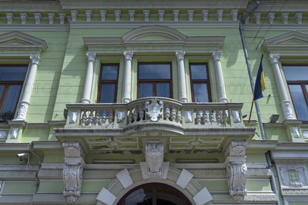 Renovated neoclassical house with balcony, 1878, Czernowicz, Ukraine