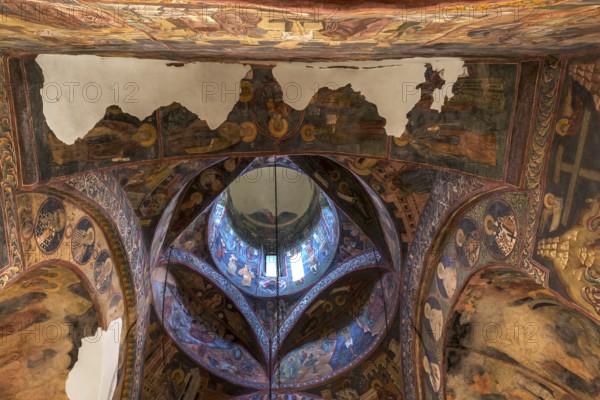 Inner dome of the Church of the Exaltation of the Cross, Patrauti Moldavian monastery from the 15th century, Patrauti, Romania