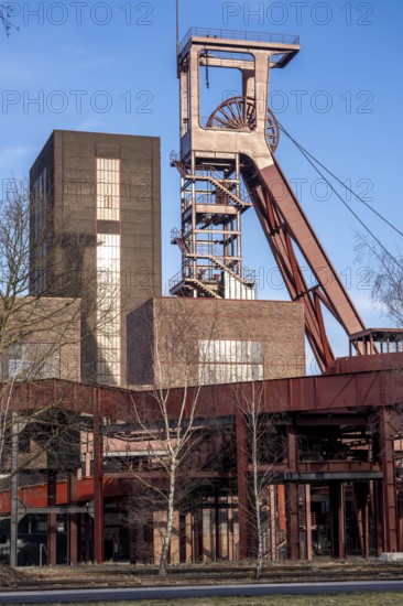 Zollverein colliery, 1/2/8 mine, shaft 1 strut conveyor frame, wagon circulation, UNESCO World Heritage Site, Essen, North Rhine-Westphalia, Germany
