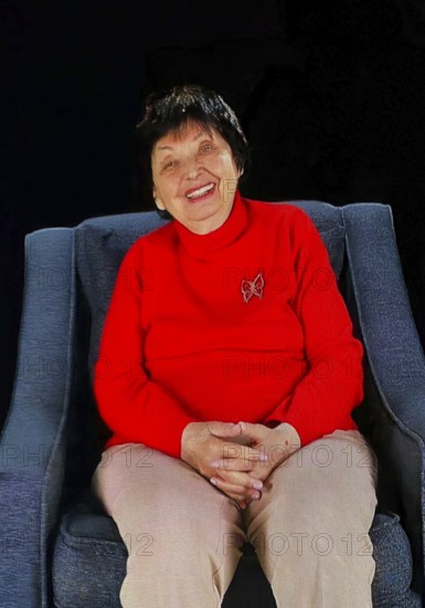 Hologram Theater Holo-Voices, communication with the eyewitness hologram by Inge Auerbacher, concentration camp survivors of the Holocaust, Zeche Zollverein, Essen, Germany