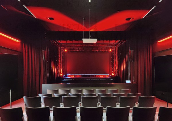 Empty hologram Theater Holo-Voices, communication with eyewitness holograms of concentration camp survivors of the Holocaust, Zeche Zollverein, Essen, Germany