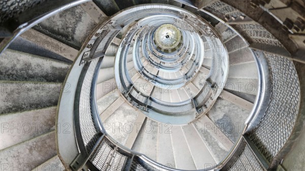 Spiral metal staircase with a view down, Bärensteinturm, Vogtland