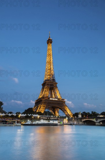 Paris, France, Europe. The Eiffel tower from across the river