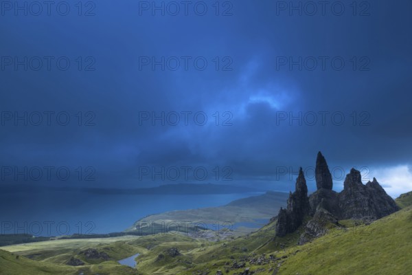 Isle of Skye, Scotland, UK. The Old Man of Storr during a storm