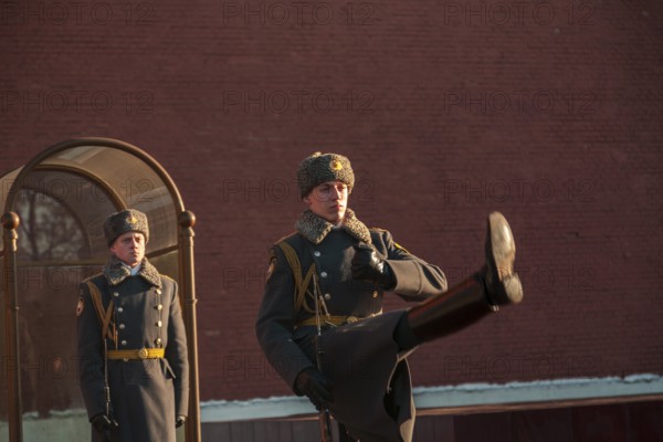 Moscow, Russia, Eastern Europe. Soldiers during the change of guards