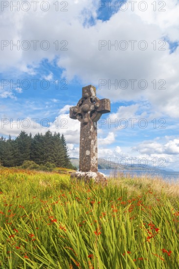 Isle of Mull, Scottish Highlands, Hebrides, UK. A Celtic cross
