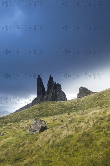Isle of Skye, Scotland, UK. The Old Man of Storr during a storm