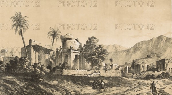 Kazerun, Kazeroon, city in the south-west of Iran in the province of Fars, close to the ancient city of Bishapur, authentic, digitally restored reproduction from a 19th century model by Eugene Flandin (1809-1876), exact date of depiction unknown, historical