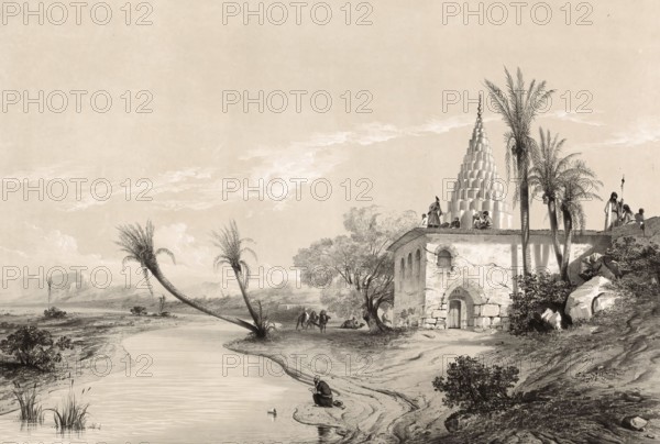 Tomb of Daniel, the traditional resting place of the biblical prophet Daniel. As the exact place of death is not mentioned in the Bible, several places claim this title today, with the site in the Iranian city of Susa, Shush, being the most historically accepted, Iran, authentic, digitally restored reproduction from a 19th century model by Eugene Flandin (1809-1876), exact date of depiction unknown, Historical