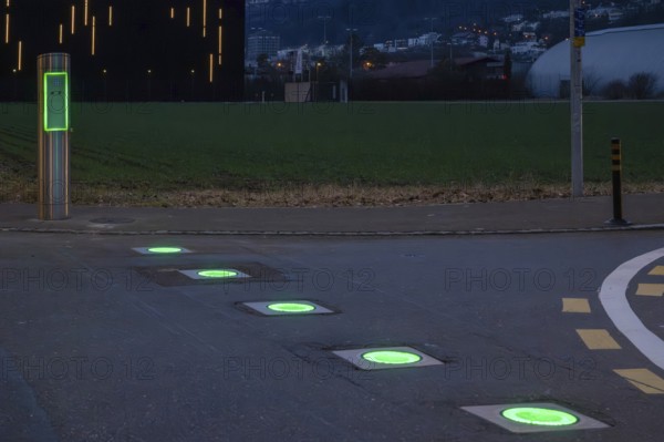 Illuminated bollards, Biel, Switzerland