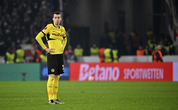 Sandro Lauper BSC Young Boys Bern (30) disappointed in the background perimeter advertising Logo BETANO SPORTWETTEN Football, UEFA EUROPA LEAGUE, MHPArena, MHP Arena Stuttgart, Baden-Württemberg, Germany