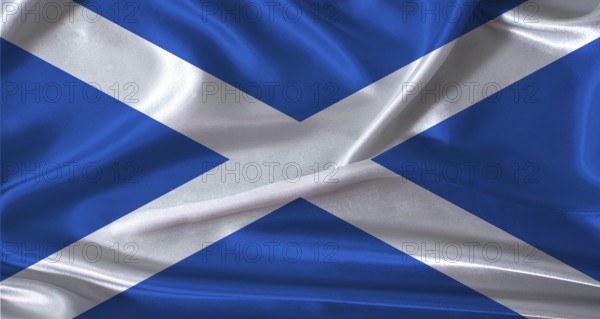 National flag of Scotland with cloth texture. Scotland flag with realistic texture background