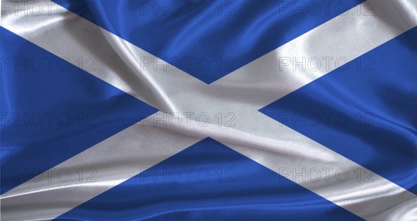 Scotland flag with cloth textured background. National flag of Scotland with realistic texture