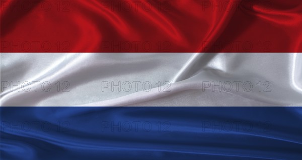 National flag of the Netherlands with cloth texture. Netherlands flag with realistic texture background