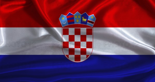 Croatia flag with cloth textured background. National flag of Croatia with realistic texture