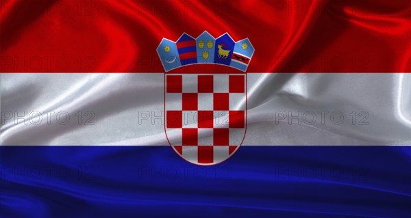 National flag of Croatia with cloth texture. Croatia flag with realistic texture background