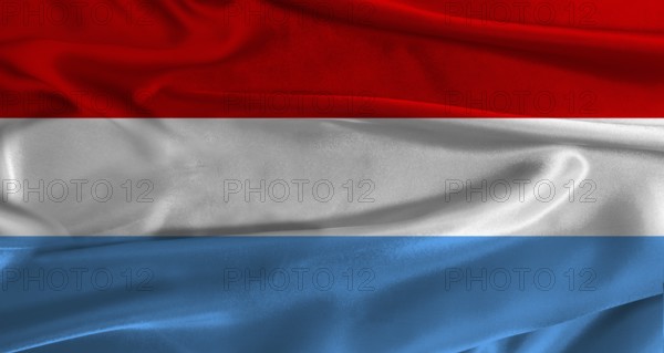 Flag of Luxembourg with fabric textured background. Close up of National flag of Luxembourg with realistic texture