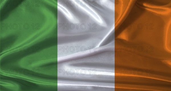 National flag of Ireland with cloth texture. Ireland flag with realistic texture background