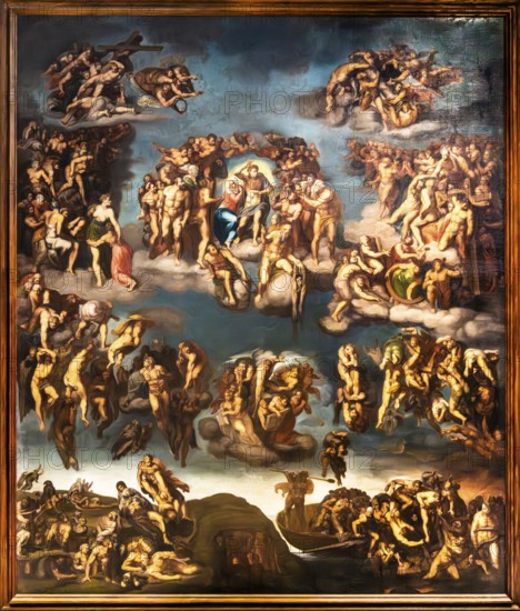 The Last Judgment after Michelangelo's fresco in the Sistine Chapel, unknown German painter 18th century, Czartoryski Museum, 1796, oldest museum in Poland, Krakow, Poland