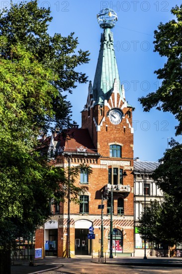 House under the globe, 1904, headquarters of the Krakow Chamber of Commerce and Industry, Krakow, Poland