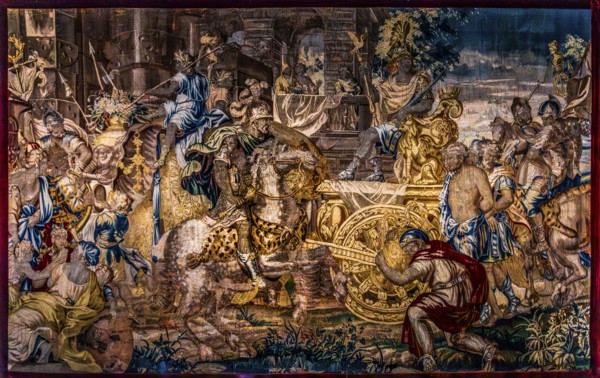 Decorative tapestry with scene of Alexander the Great invading Babylon, France 17th-18th century, Czartoryski Museum, 1796, oldest museum in Poland, Krakow, Poland
