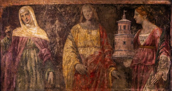 Three Saints — Martha, Catharina and Barbara, fragment of a fresco of St. Martha's Church in Milan, 156, Czartoryski Museum, 1796, Poland's oldest museum, Krakow, Poland