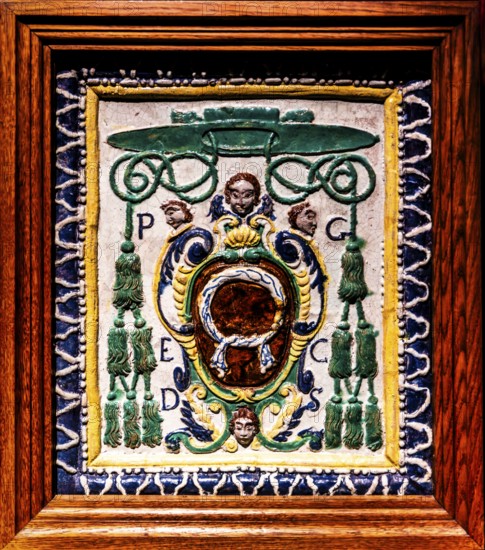 Ceramic tile with Natecz coat of arms, Poland around 1642, Czartoryski Museum, 1796, oldest museum in Poland, Krakow, Poland