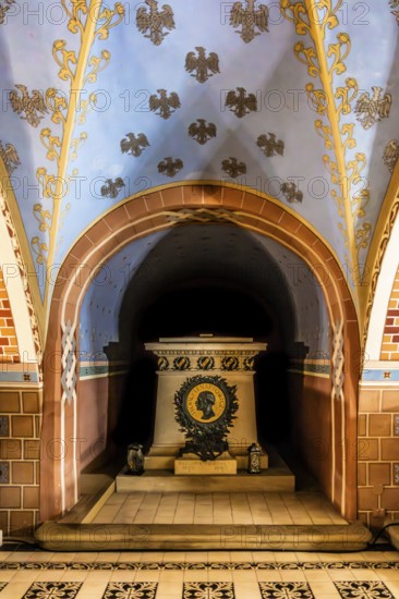Tomb of Teofil Lenartowicz, ethnographer, sculptor, poet, 1822—1893, crypt of the merits of Poland on Skalka Hill, 1880, in the basement of the Pauline Basilica, church on the rock, 14th century, Krakow, Poland