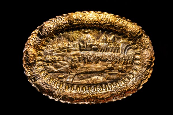 Silver tray with scene of the exodus from Egypt, 1806, Ancient Synagogue — Museum of Krakow's Jewish History, 15th century, Kazimierz Jewish Quarter, Krakow, Poland