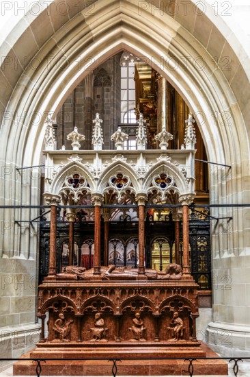 Tomb of Casimir III the Great from around 1370, Wawel Cathedral, Coronation and Burial Church of the Kings of Poland, 11th century, Krakow, Poland