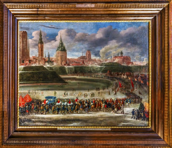Entry of Queen Louise Marie of Gonzague into Danzig, by Bartholomäus Milwitz around 1646, Wawel Royal Castle, former residence and seat of government of the kings of Poland, founded around 1000, Krakow, Poland
