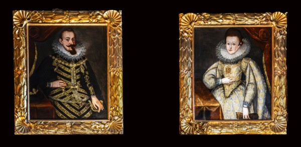 Portrait of King Sigismund III and Constanze of Austria, Queen of Poland, 1605-1610, Wawel Royal Castle, former residence and seat of government of the kings of Poland, founded around 1000, Krakow, Poland