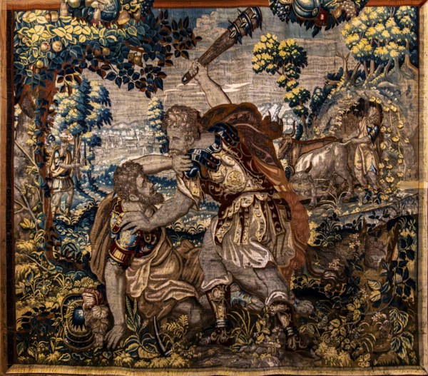 Tapestry with Hercules, Wawel Royal Castle, former residence and seat of government of the kings of Poland, founded around 1000, Krakow, Poland