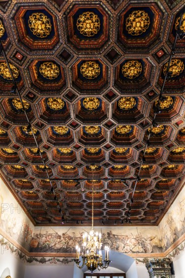 Coffered ceiling, Wawel Royal Castle, former residence and seat of government of the kings of Poland, founded around 1000, Krakow, Poland