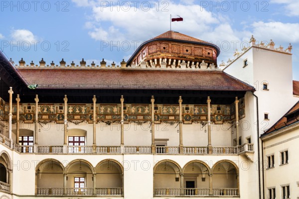 Arcades of the North and East Wings, Wawel Royal Castle, former residence and seat of government of the kings of Poland, founded around 1000, Krakow, Poland