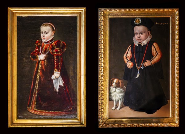 Portrait of Princess Isabella Vasa and Sigismund III Vasa as a child by Domenicus Verwilt, Sweden around 1566, Wawel Royal Castle, former residence and seat of government of the kings of Poland, founded around 1000, Krakow, Poland