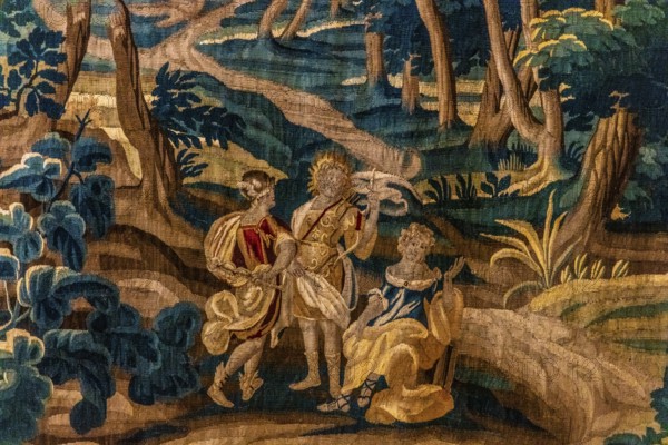 Tapestry, detail, Wawel Royal Castle, former residence and seat of government of the kings of Poland, founded around 1000, Krakow, Poland