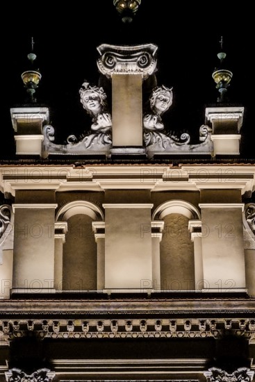 Night view of Rynek with Cloth Hall, from 13th century, Main Market Square, city landmark, Krakow, Poland