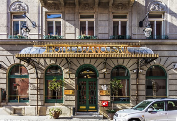Hotel Francuski, details of the old town lanes, Krakow, Poland