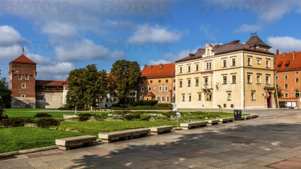 View of the courtyard, Wawel Castle, Wawel Castle, former center of Polish monarchy, founded around 1000, UNESCO World Heritage Site, Krakow, Poland