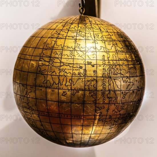 Jagiellonian globe, first globe, with the newly discovered America, Copernicus Room, Collegium Maius oldest building of the Jagellonian University, 1364, Krakow, Poland