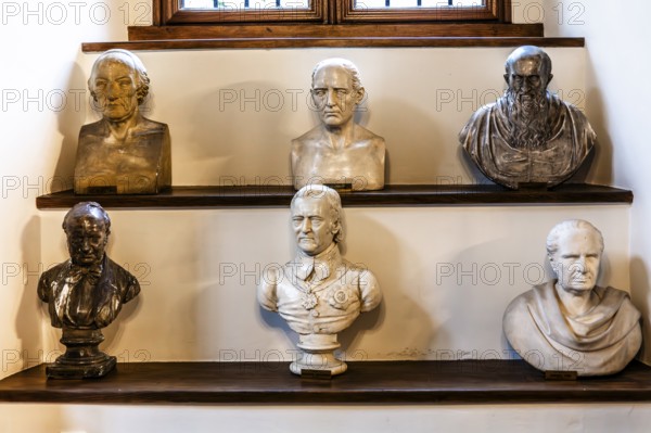 Old library with busts of scholars, Collegium Maius oldest building of the Jagellonian University, 1364, Krakow, Poland