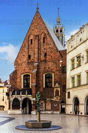 St Barbara's Church (Kosciol sw. Barbary) next to the famous St Mary's Church on the Main Market Square, one of the most beautiful examples of Gothic architecture in Krakow, Poland