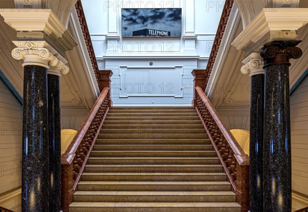 Restored staircase, interior design in the Museum of Communication on Leipziger Straße in Berlin Mitte, Classicism, Berlin, Germany